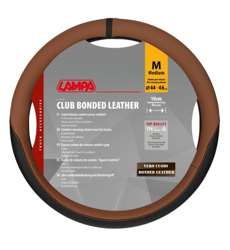 Coprivolante camion Club marrone in vero cuoio e skeentex taglia M 44 46cm