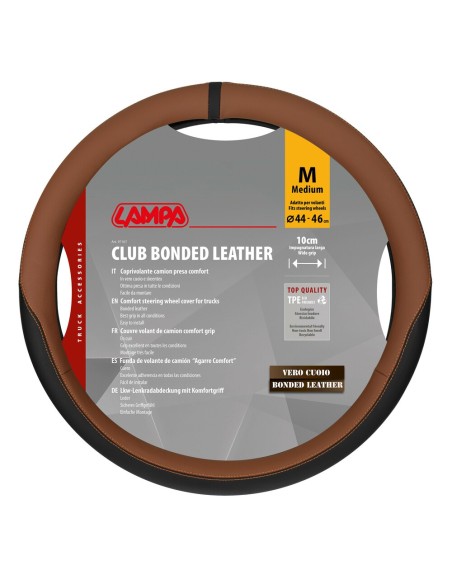 Coprivolante camion Club marrone in vero cuoio e skeentex taglia M 44 46cm