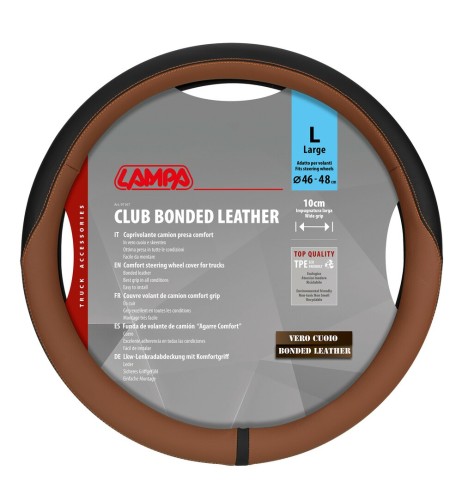 Coprivolante camion Club marrone in vero cuoio e skeentex taglia L 46 48cm