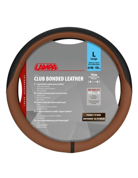 Coprivolante camion Club marrone in vero cuoio e skeentex taglia L 46 48cm