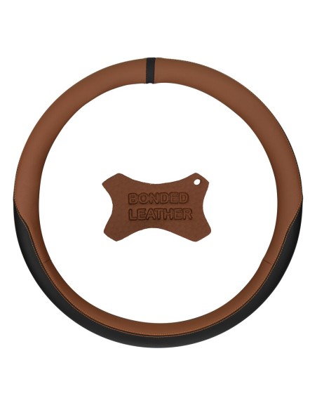 Coprivolante camion Club marrone in vero cuoio e skeentex taglia L 46 48cm