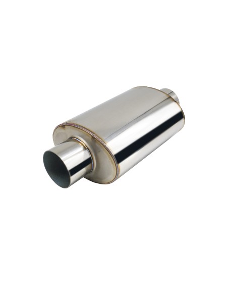 Silenziatore universale inox grezzo uscita rotonda dritta 63mm 300mm