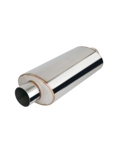 Silenziatore universale inox grezzo uscita rotonda dritta 63mm 400mm