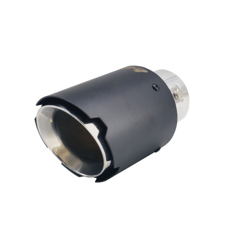 Terminale scarico universale inox nero singolo rotondo inclinato 63mm TRX 1