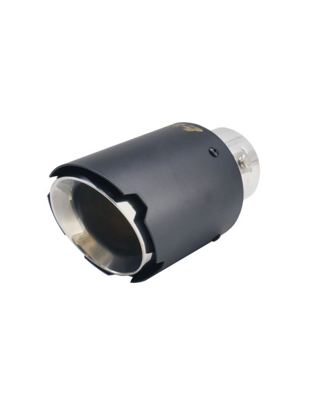 Terminale scarico universale inox nero singolo rotondo inclinato 63mm TRX 1