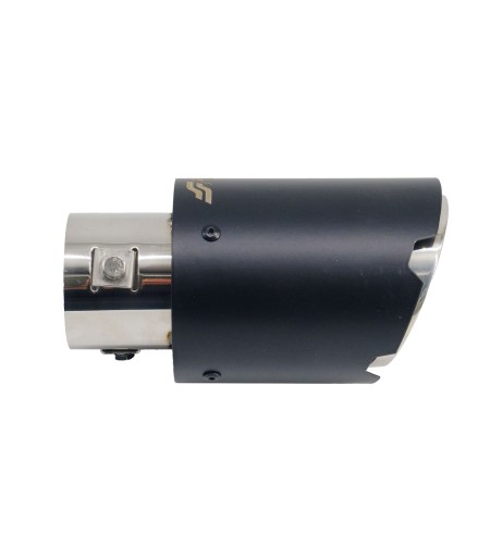 Terminale scarico universale inox nero singolo rotondo inclinato 63mm TRX 1