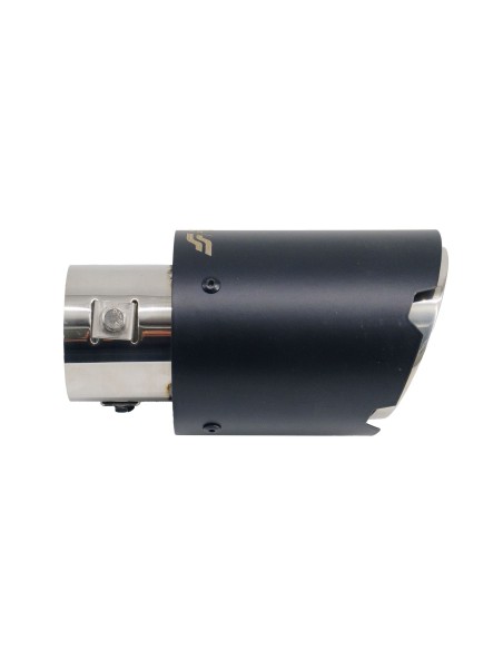 Terminale scarico universale inox nero singolo rotondo inclinato 63mm TRX 1