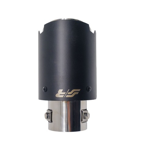 Terminale scarico universale inox nero singolo rotondo inclinato 63mm TRX 1