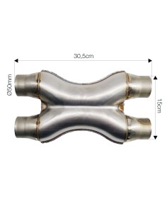 Raccordo a X in acciaio inox grezzo per sistemi di scarico diametro 50mm 2