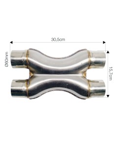 Raccordo a X in acciaio inox grezzo per sistemi di scarico diametro 60mm 2