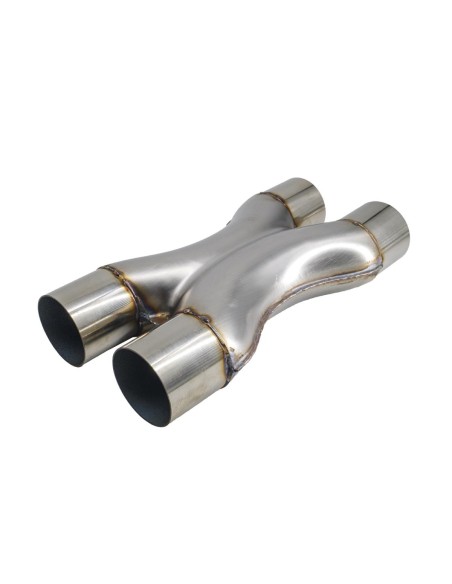 Raccordo a X in acciaio inox grezzo per sistemi di scarico diametro 63mm