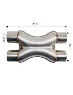 Raccordo a X in acciaio inox grezzo per sistemi di scarico diametro 63mm 2