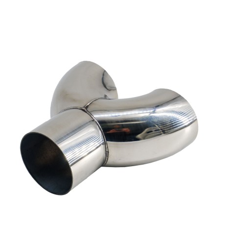Raccordo a Y in acciaio inox lucidato per sistemi di scarico diametro 60m