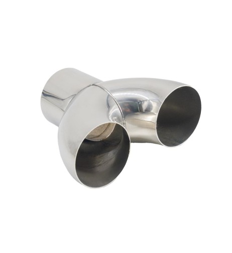 Raccordo a Y in acciaio inox lucidato per sistemi di scarico diametro 63m