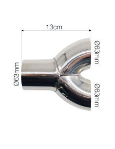 Raccordo a Y in acciaio inox lucidato per sistemi di scarico diametro 63m 2