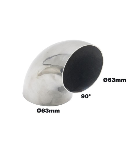 Raccordo a 90 in acciaio inox lucidato per sistemi di scarico diametro 63