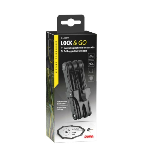 Lucchetto pieghevole in acciaio 96cm con custodia