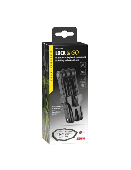 Lucchetto pieghevole in acciaio 96cm con custodia