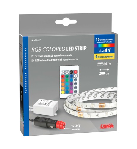 Striscia a Led RGB 12 24V impermeabile 200 cm con telecomando
