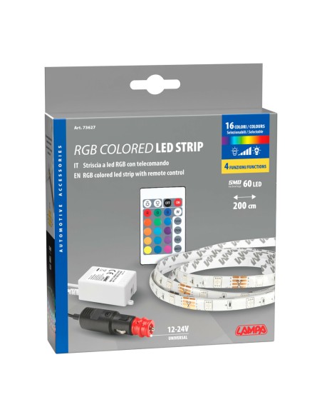 Striscia a Led RGB 12 24V impermeabile 200 cm con telecomando Striscia a Led RGB 12 24V impermeabile 200 cm con telecomando