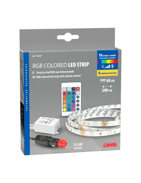 Striscia a Led RGB 12 24V impermeabile 200 cm con telecomando