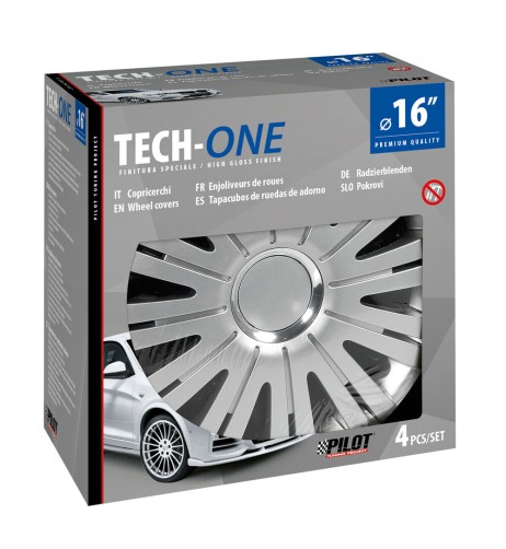 Set 4 copricerchi universali Active Silver in ABS 16
