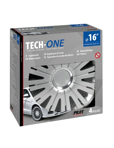 Set 4 copricerchi universali Active Silver in ABS 16 