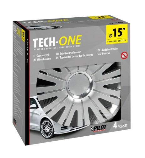 Set 4 copricerchi universali Active Silver in ABS 15