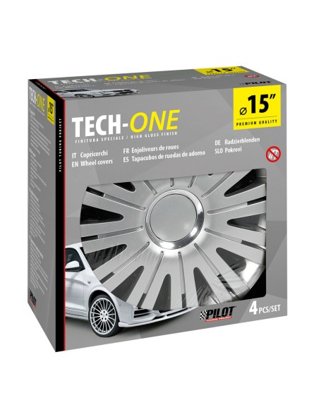Set 4 copricerchi universali Active Silver in ABS 15  Set 4 copricerchi universali Active Silver in ABS 15