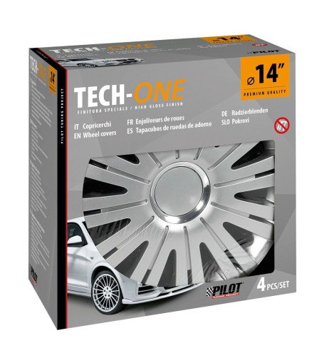 Set 4 copricerchi universali Active Silver in ABS 14 