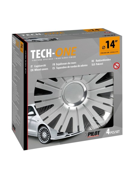 Set 4 copricerchi universali Active Silver in ABS 14 