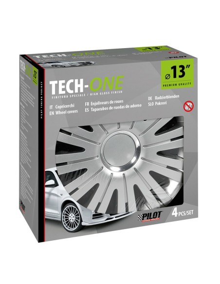 Set 4 copricerchi universali Active Silver in ABS 13 