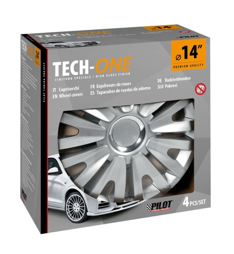 Set 4 copricerchi universali Royal Silver in ABS 14