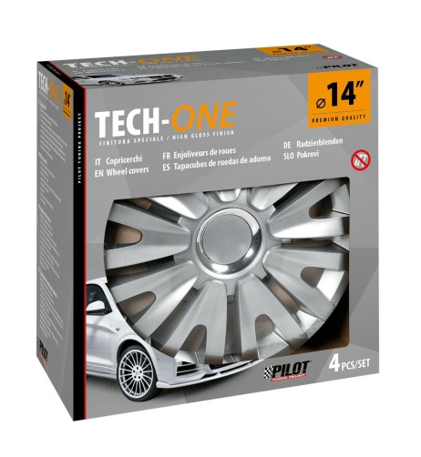 Set 4 copricerchi universali Royal Silver in ABS 14 