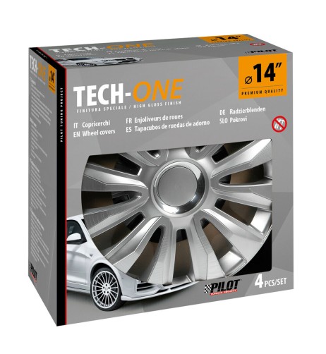 Set 4 copricerchi universali Avalone Pro silver in ABS 14
