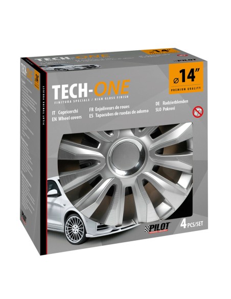 Set 4 copricerchi universali Avalone Pro silver in ABS 14  Set 4 copricerchi universali Avalone Pro silver in ABS 14