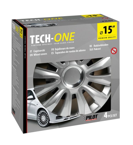 Set 4 copricerchi universali Avalone Pro silver in ABS 15