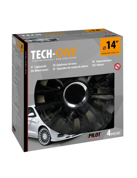 Set 4 copricerchi universali Avalone Pro black in ABS 14  Set 4 copricerchi universali Avalone Pro black in ABS 14