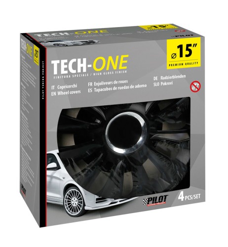 Set 4 copricerchi universali Avalone Pro black in ABS 15