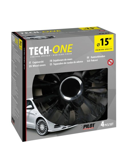 Set 4 copricerchi universali Avalone Pro black in ABS 15  Set 4 copricerchi universali Avalone Pro black in ABS 15