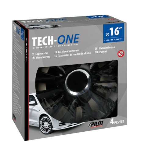 Set 4 copricerchi universali Avalone Pro black in ABS 16