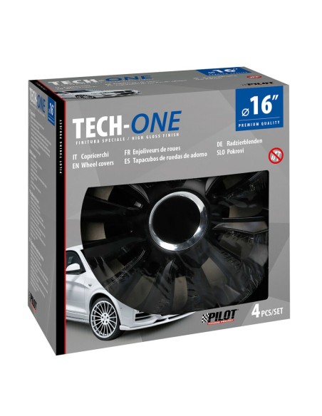 Set 4 copricerchi universali Avalone Pro black in ABS 16 