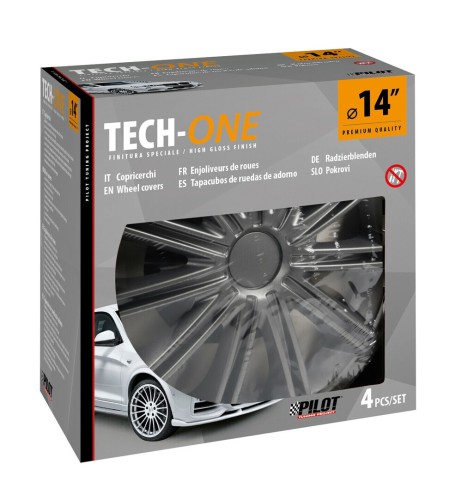 Set 4 copricerchi universali Nero Dark in ABS 14 