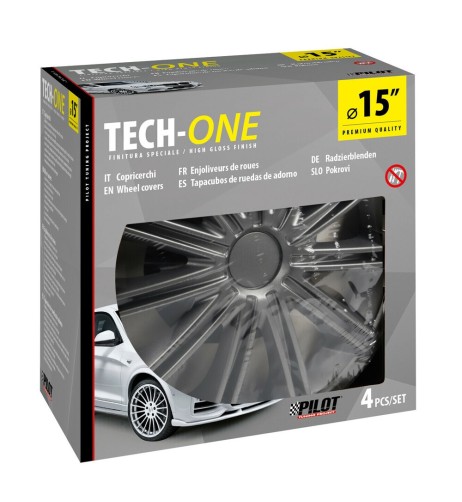 Set 4 copricerchi universali Nero Dark in ABS 15 