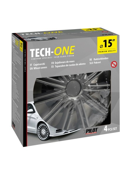 Set 4 copricerchi universali Nero Dark in ABS 15  Set 4 copricerchi universali Nero Dark in ABS 15