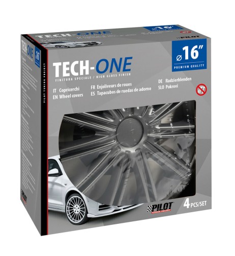 Set 4 copricerchi universali Nero Dark in ABS 16