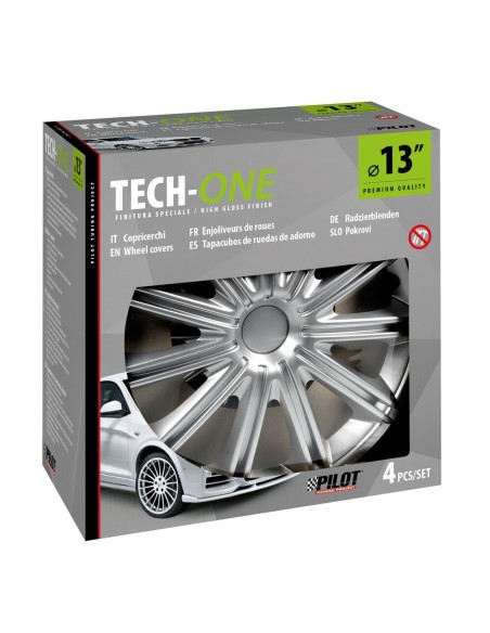 Set 4 copricerchi universali Nero silver in ABS 13 