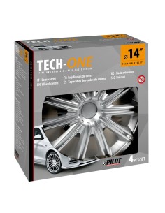 Set 4 copricerchi universali Nero silver in ABS 14  2