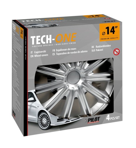 Set 4 copricerchi universali Nero silver in ABS 14 