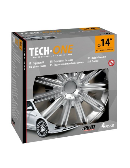 Set 4 copricerchi universali Nero silver in ABS 14 